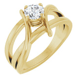 14K Gold Round Lab-Grown Diamond Bypass Ring - Yellow Gold