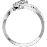 14K Gold Round Lab-Grown Diamond Two-Stone Ring - White Gold - view 2