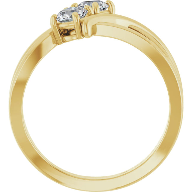 14K Gold Round Lab-Grown Diamond Two-Stone Ring - Yellow Gold - view 2