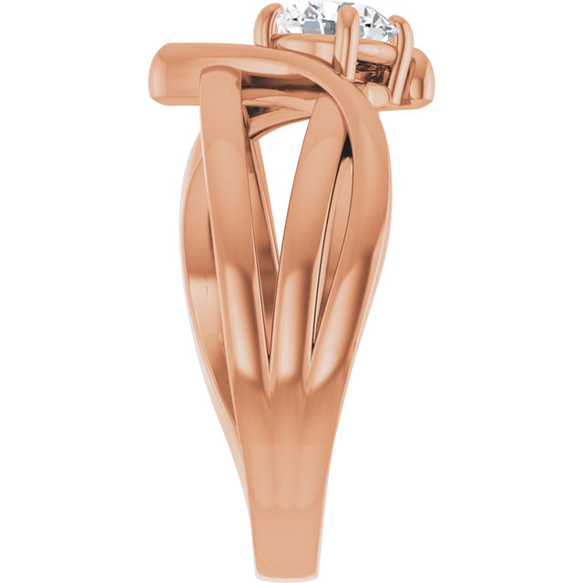 14K Gold Round Natural Diamond Bypass Ring – 3.2-5.2mm Stones - Rose Gold - view 4