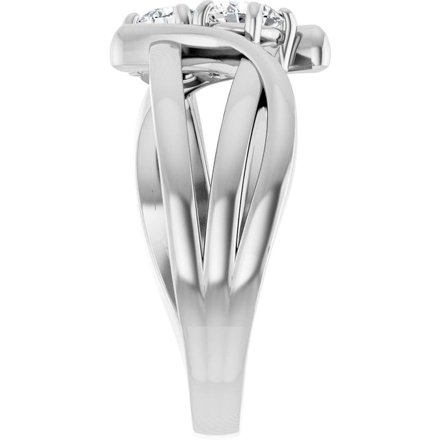 14K Gold Round Lab-Grown Diamond Two-Stone Ring - White Gold - view 4