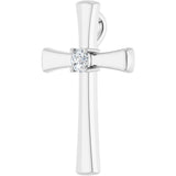 Platinum Round Natural Diamond Cross Pendant – 3.75mm Stones - view 2