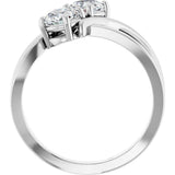 14K Gold Round Natural Diamond Two-Stone Ring - White Gold - view 2