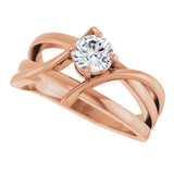 14K Gold Round Natural Diamond Bypass Ring – 3.2-5.2mm Stones - Rose Gold - view 5