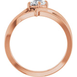 14K Gold Round Natural Diamond Bypass Ring – 3.2-5.2mm Stones - Rose Gold - view 2