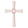 14K Gold Oval Natural Pink Morganite Cross Pendant