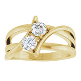 14K Gold Round Lab-Grown Diamond Two-Stone Ring - Yellow Gold - view 3