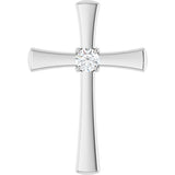 Platinum Round Natural Diamond Cross Pendant – 3.75mm Stones