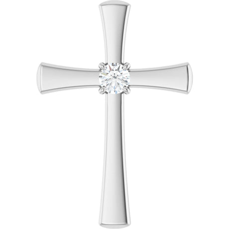 Platinum Round Natural Diamond Cross Pendant – 3.75mm Stones