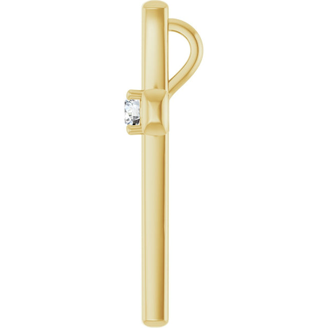14K Gold Round Natural Diamond Cross Pendant – 3.75-3.8mm Stones - Yellow Gold - view 3