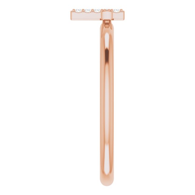 14K Gold Round Natural Diamond Accented Stackable Cross Ring - Rose Gold - view 4