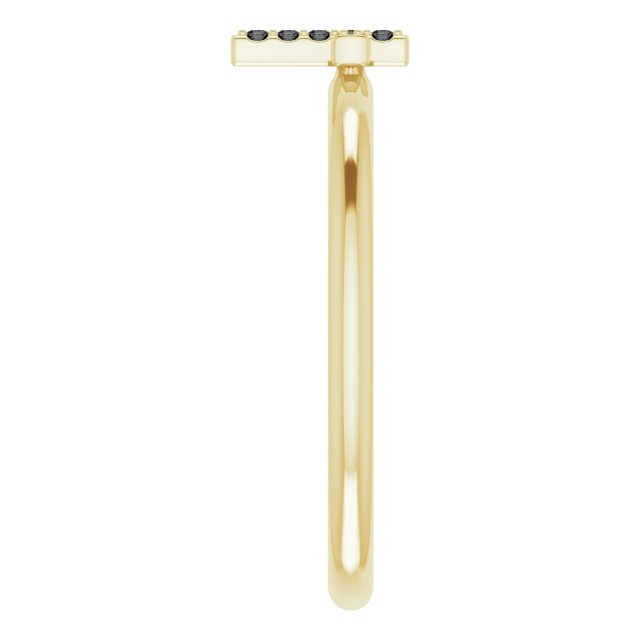 14K Gold Round Natural Black Diamond Accented Stackable Cross Ring - Yellow Gold - view 4