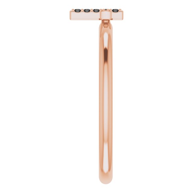 14K Gold Round Natural Black Diamond Accented Stackable Cross Ring - Rose Gold - view 4