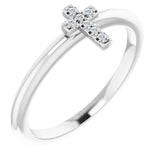 Platinum Round Natural Diamond Accented Stackable Cross Ring