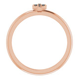 14K Gold Round Natural Black Diamond Accented Stackable Cross Ring - Rose Gold - view 2