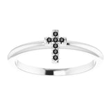 Platinum Round Natural Black Diamond Accented Stackable Cross Ring - view 3