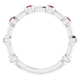 Platinum Round Natural Ruby Bezel-Set Bar Ring - view 3