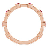 14K Gold Round Natural Ruby Bezel-Set Bar Ring - Rose Gold - view 3