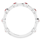 Platinum Round Natural Mozambique Garnet Bezel-Set Bar Ring - view 3
