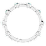 Platinum Round Natural Alexandrite Bezel-Set Bar Ring - view 3