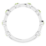 Platinum Round Natural Peridot Bezel-Set Bar Ring - view 3