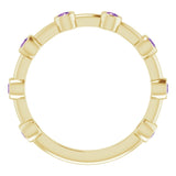 14K Gold Round Natural Amethyst Bezel-Set Bar Ring - Yellow Gold - view 3