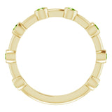 14K Gold Round Natural Peridot Bezel-Set Bar Ring - Yellow Gold - view 3
