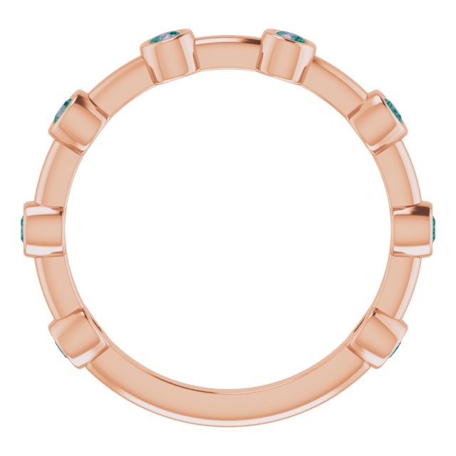 14K Gold Round Natural Alexandrite Bezel-Set Bar Ring - Rose Gold - view 3