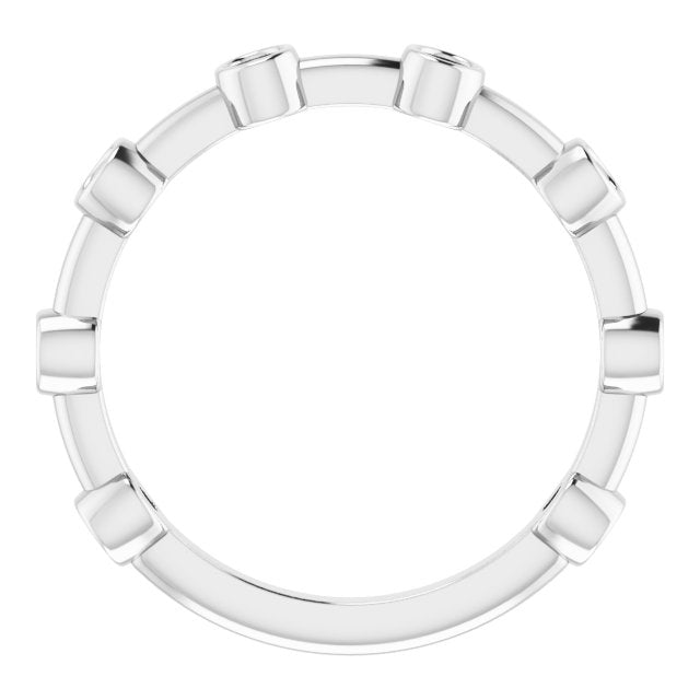 Platinum Round Natural Ruby Bezel-Set Bar Ring - view 4