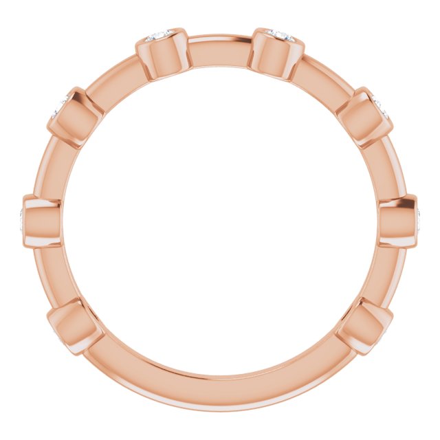 14K Gold Round Natural Diamond Bezel-Set Bar Ring - Rose Gold - view 3