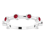 Platinum Round Natural Ruby Bezel-Set Bar Ring - view 5