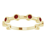 14K Gold Round Natural Mozambique Garnet Bezel-Set Bar Ring - Yellow Gold - view 5