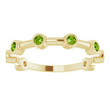 14K Gold Round Natural Peridot Bezel-Set Bar Ring - Yellow Gold - view 5