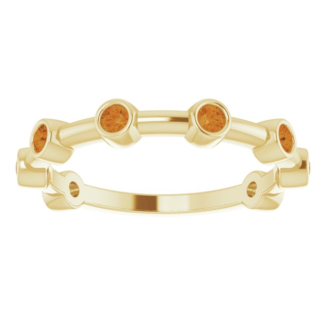 14K Gold Round Natural Citrine Bezel-Set Bar Ring - Yellow Gold - view 5