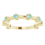 14K Gold Round Natural Blue Zircon Bezel-Set Bar Ring - Yellow Gold - view 5