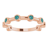 14K Gold Round Natural Alexandrite Bezel-Set Bar Ring - Rose Gold - view 5