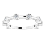 Platinum Round Natural Diamond Bezel-Set Bar Ring - view 5