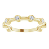 14K Gold Round Natural Diamond Bezel-Set Bar Ring - Yellow Gold - view 5