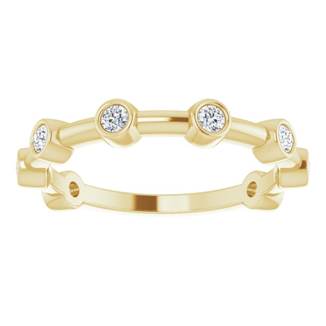 14K Gold Round Natural Diamond Bezel-Set Bar Ring - Yellow Gold - view 5