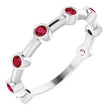 14K Gold Round Natural Ruby Bezel-Set Bar Ring - White Gold