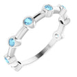 14K Gold Round Natural Aquamarine Bezel-Set Bar Ring - White Gold