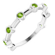 Platinum Round Natural Peridot Bezel-Set Bar Ring