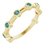 14K Gold Round Natural Alexandrite Bezel-Set Bar Ring - Yellow Gold