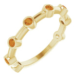 14K Gold Round Natural Citrine Bezel-Set Bar Ring - Yellow Gold