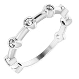 14K Gold Round Natural Blue Zircon Bezel-Set Bar Ring - White Gold - view 2