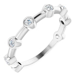 Platinum Round Natural Diamond Bezel-Set Bar Ring