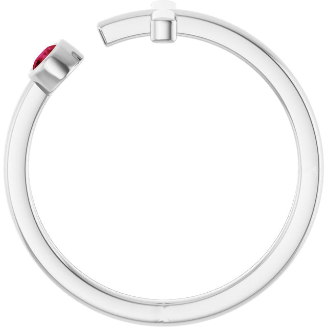 Platinum Round Natural Ruby Negative Space Cross Ring - view 2