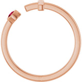 14K Gold Round Lab-Grown Ruby Negative Space Cross Ring - Rose Gold - view 2