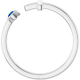 Platinum Round Lab-Grown Blue Sapphire Negative Space Cross Ring - view 2