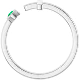14K Gold Round Natural Emerald Negative Space Cross Ring - White Gold - view 2